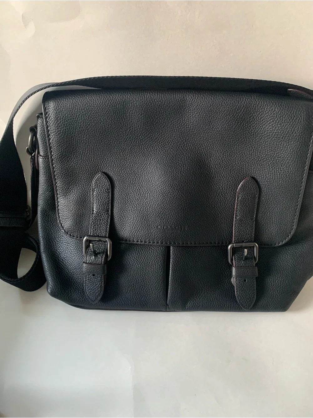 Coach Black Leather Metropolitan Messenger Bag for Men